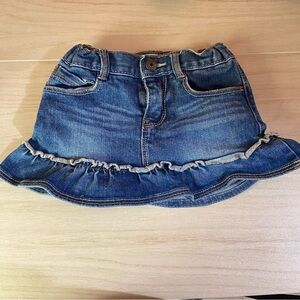 Oshkosh Baby Denim Jean Skirt Ruffle Hem Dark Wash 24 months Western Country